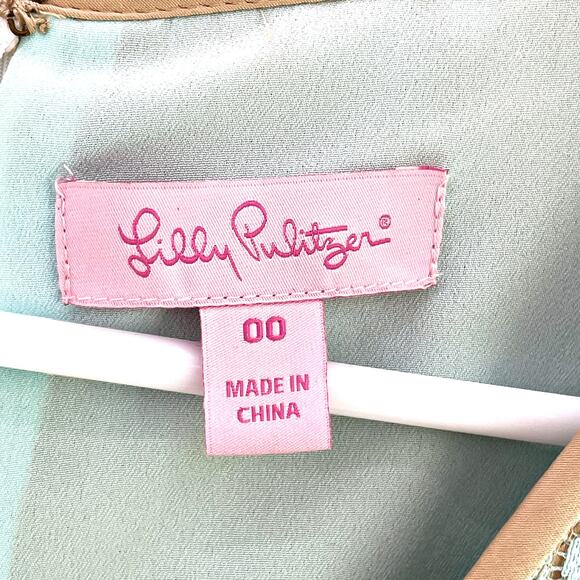 Lilly Pulitzer Easter Nadine Crochet Gold Lace Shift Dress Whisper Blue Size 00 - Picture 4 of 6